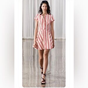 Zara Red and White Patterned Mini Dress